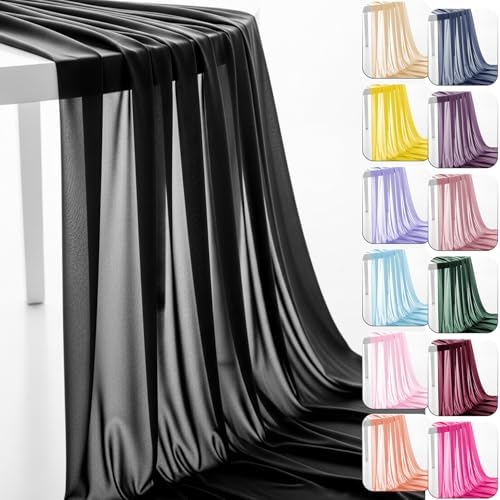 Chiffon Fabric, Printed, for Dresses & Overlays, 59 in Wide - Black