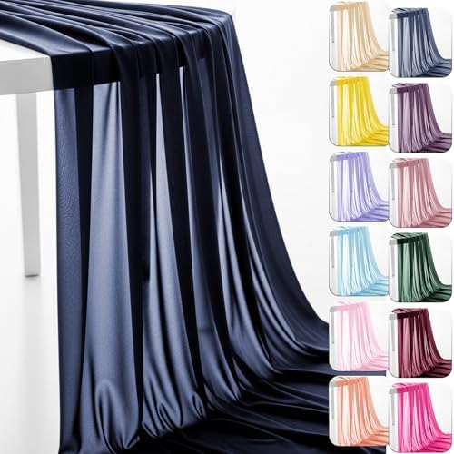 Chiffon Fabric, Printed, for Dresses & Overlays, 59 in Wide - Navy Blue