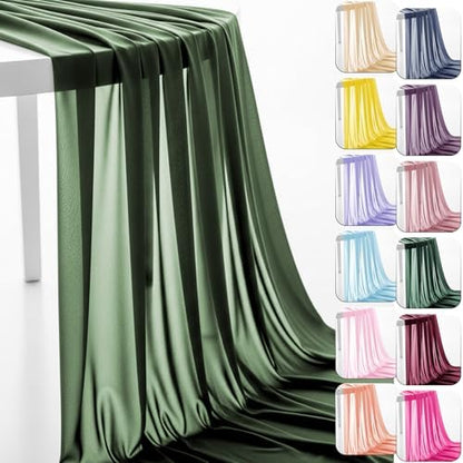 Chiffon Fabric, Printed, for Dresses & Overlays, 59 in Wide - Olive Green