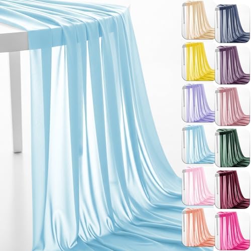 Chiffon Fabric, Printed, for Dresses & Overlays, 59 in Wide - Baby Blue