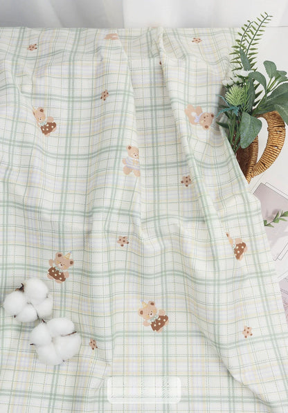 Class A Baby Cotton Fabric, Adorable Prints, for Babywear, Quilts & Bedding - Sweet Check Cub