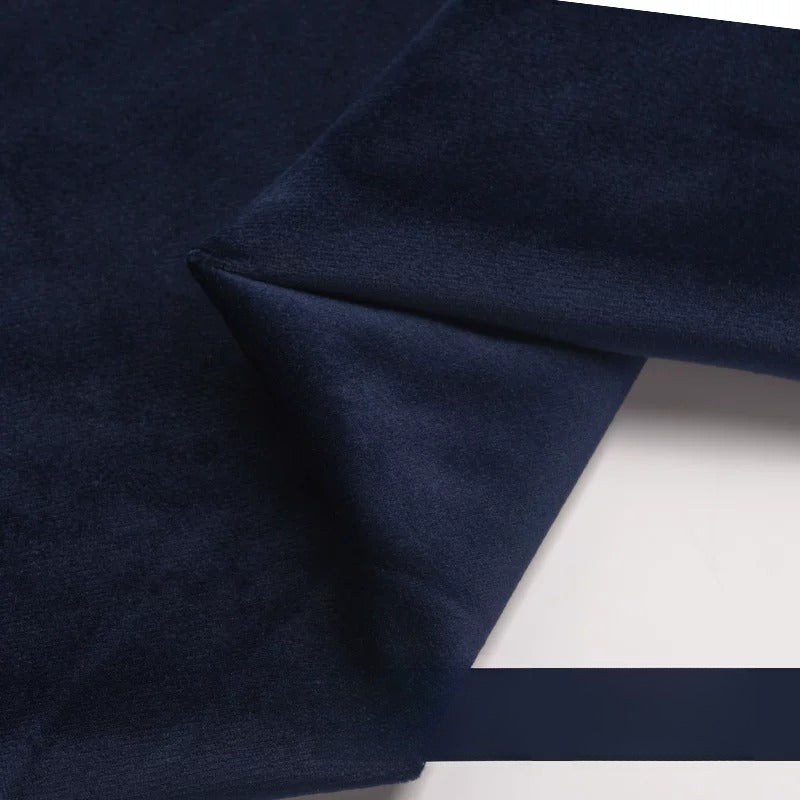Velvet Fabric, Golden Velour Solid, for Cushions, Curtains & Costumes - Navy