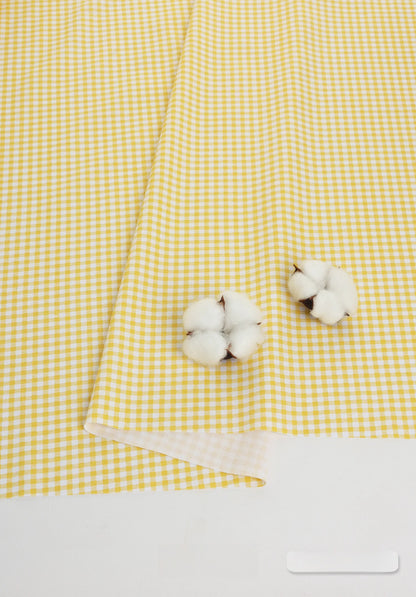 Cotton Fabric, Plaid Stripe & Polka Prints, for Bedding, Tablecloths & Garments - Grain Yellow Plaid