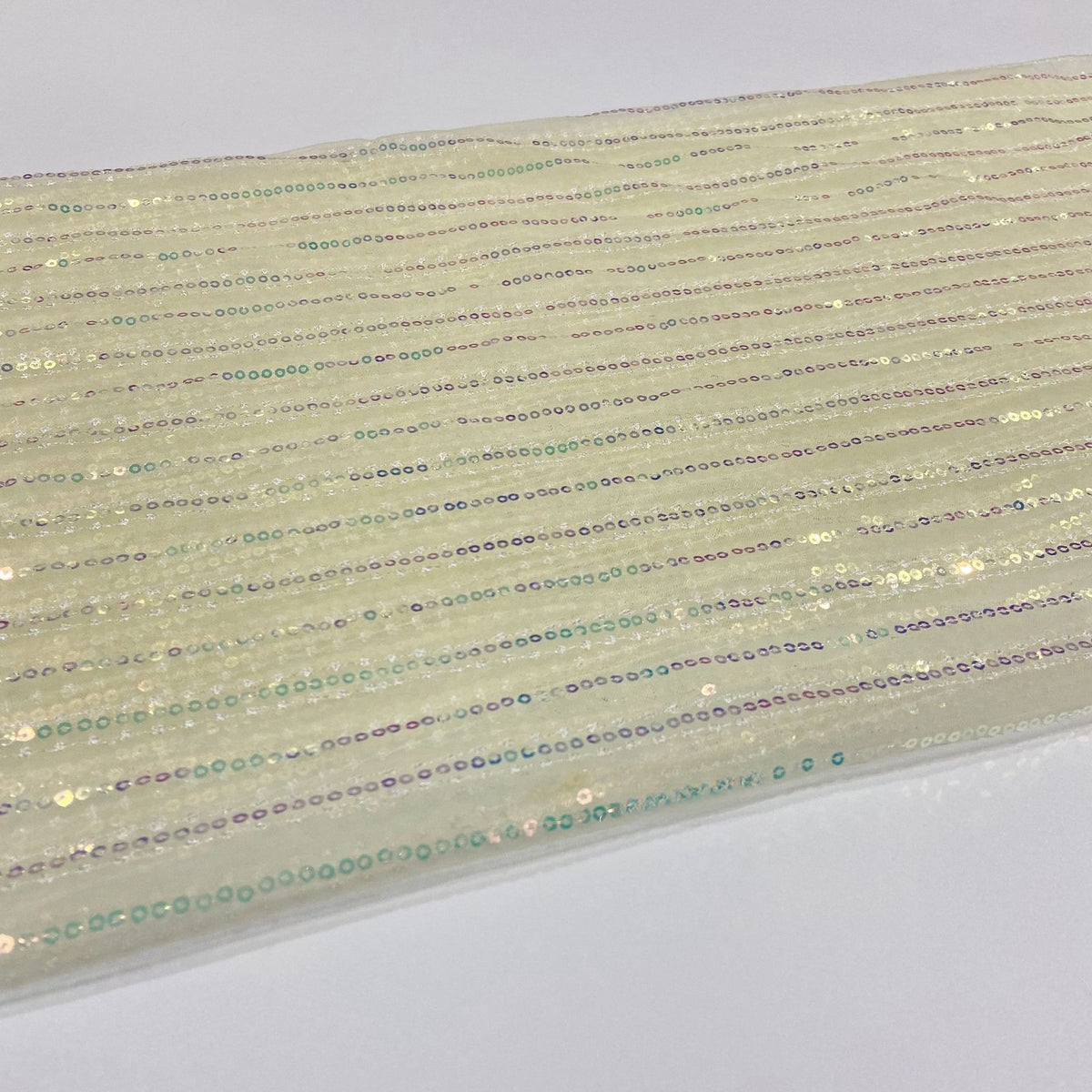 Sequin Mesh Fabric, Iridescent Stripe, 53 in Wide - Yellow