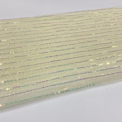 Sequin Mesh Fabric, Iridescent Stripe, 53 in Wide - Yellow