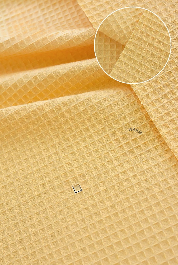 Cotton Waffle Fabric, Pure Solid, for Bathrobes, Pajamas & Home Textiles - Warm Yellow