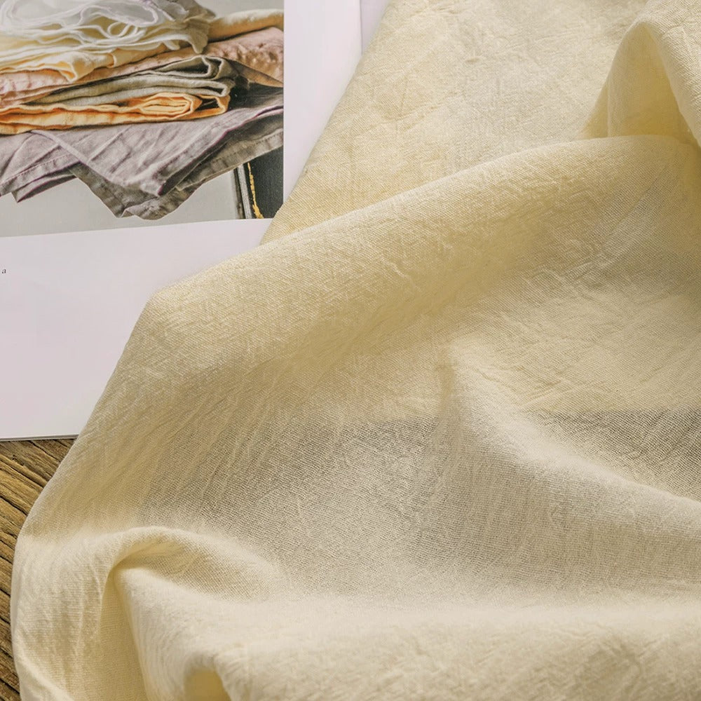 Washed Cotton Linen-Look Fabric, for Hanfu, 54 in Wide - Pale Yellow