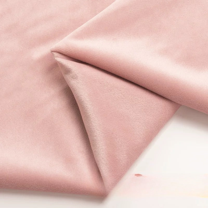 Velvet Fabric, Golden Velour Solid, for Cushions, Curtains & Costumes - Nordic Pink