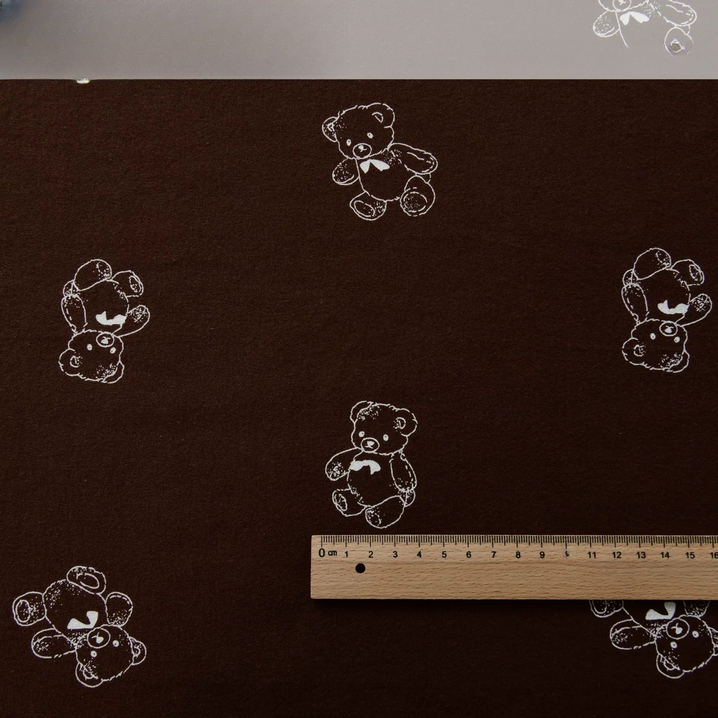 Brushed Cotton Flannel Fabric, Kids Prints, for Kids' Wear, Pajamas & DIY - Pink Coffee Bear Doll