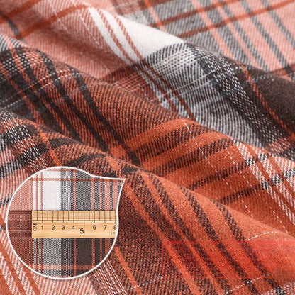 Brushed Plaid Shirt Fabric, Tartan Check, for Shirts, Skirts & JK Uniforms - Red Brown Fine Plaid