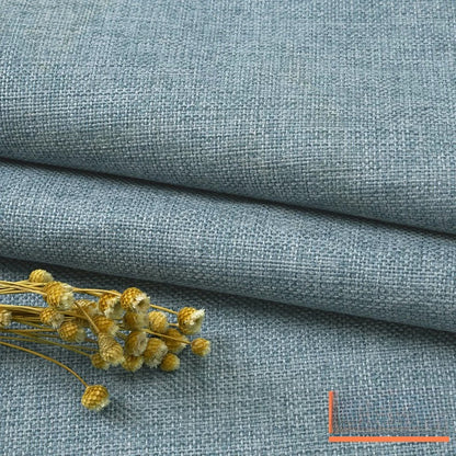 Cotton Linen Fabric, Heavy Plain Weave, for Sofa Covers, Tablecloths & Cushions - Celestial Blue