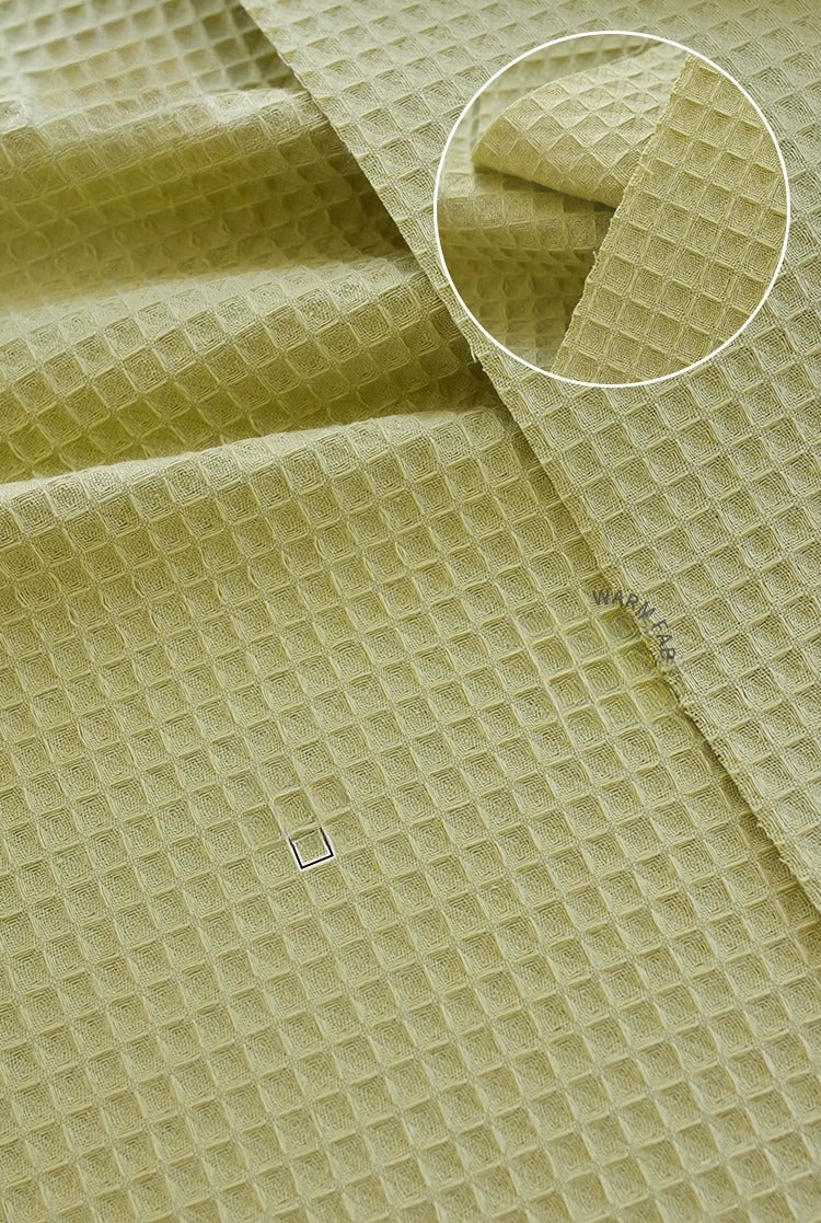 Cotton Waffle Fabric, Pure Solid, for Bathrobes, Pajamas & Home Textiles - Grass Green
