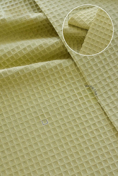 Cotton Waffle Fabric, Pure Solid, for Bathrobes, Pajamas & Home Textiles - Grass Green