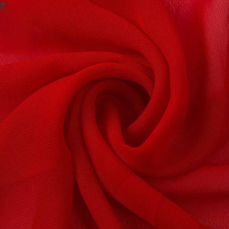 Opaque Chiffon Fabric, Solid, for Hanfu Linings, Dresses & Blouses - Red