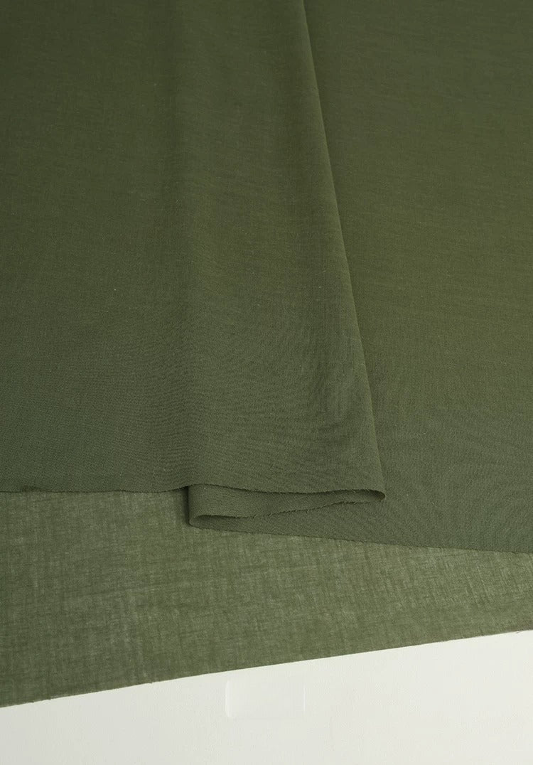 Cotton Lining Fabric, Anti-Static Solid, for Dress, Blouse & Skirt Linings - Army Green