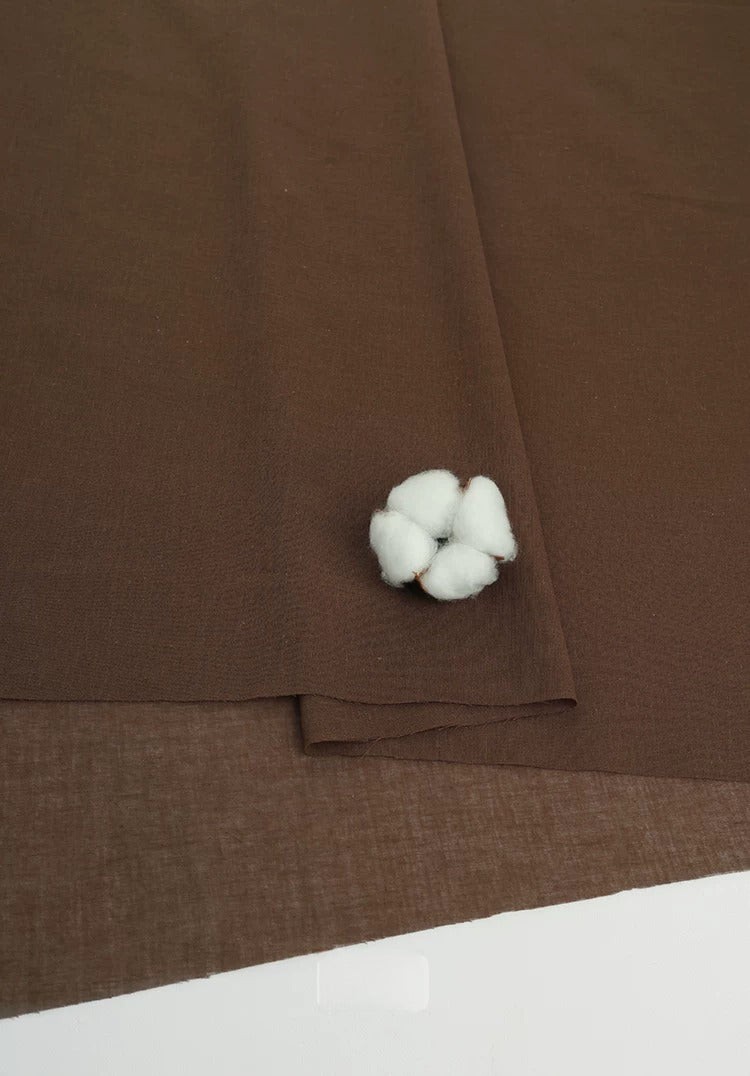 Cotton Lining Fabric, Anti-Static Solid, for Dress, Blouse & Skirt Linings - Brown