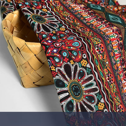 Cotton Linen Fabric, Ethnic Paisley Print, for Tablecloths, Curtains & Bags - Ancient Aran