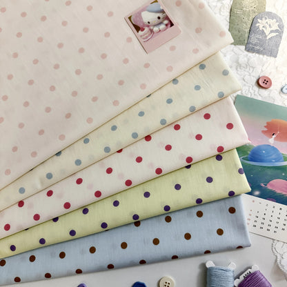 Cotton Print Fabric, Fresh Polka Dots, for Homewear, Scrunchies & Dollwear