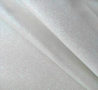 Chunky Glitter Fabric By The Yard | 25 Colors, 59" Wide for Wedding Decor & Hand Craft - Iridescent White