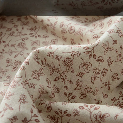 Brushed Cotton Flannel Fabric, Kids Prints, for Kids' Wear, Pajamas & DIY - Cream Jujube Thread Bloom