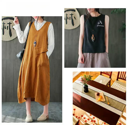 Linen Fabric, Thin Handmade Solid, for Hanfu, Embroidery & Summer DIY