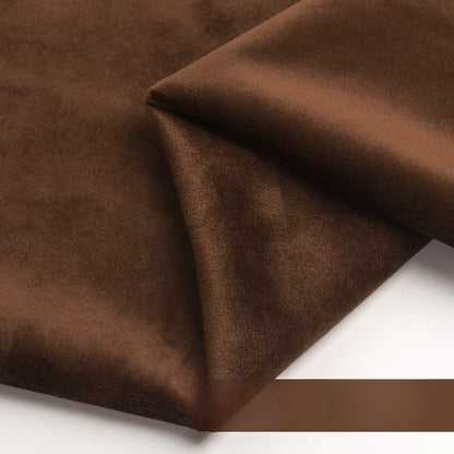 Velvet Fabric, Golden Velour Solid, for Cushions, Curtains & Costumes - Coffee