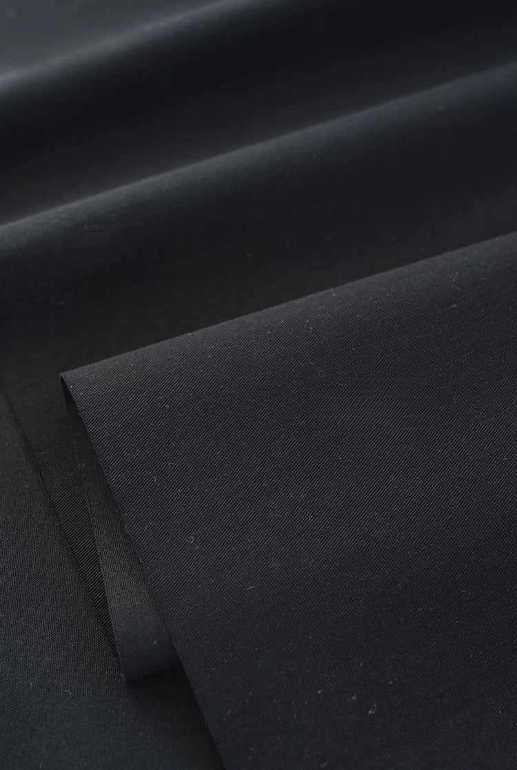 Washed Twill Poplin Fabric, Solid, for Shirts, Dresses & Blouses - Black