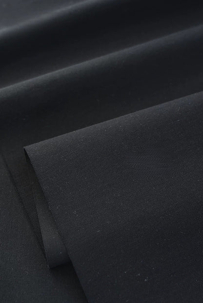 Washed Twill Poplin Fabric, Solid, for Shirts, Dresses & Blouses - Black