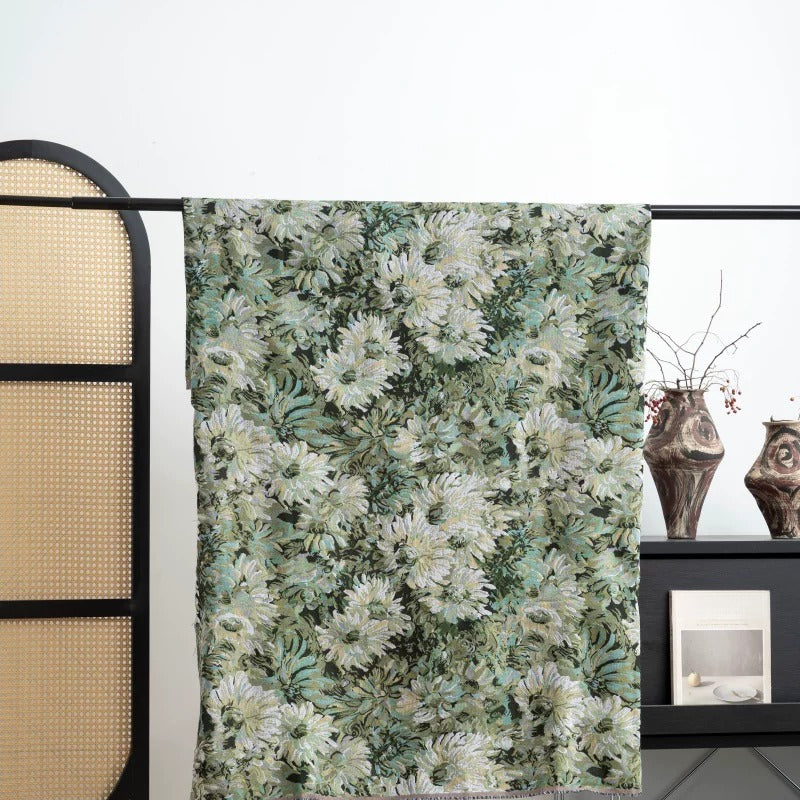 Monet Jacquard Sofa Fabric, for Sofa Covers & Cushions - Monet Green