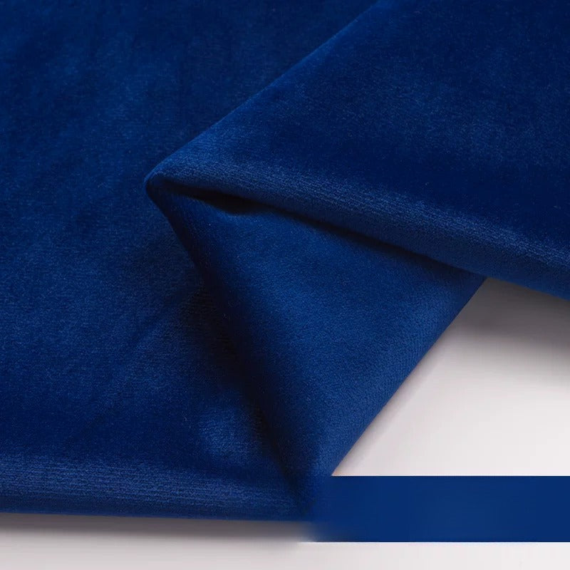 Velvet Fabric, Golden Velour Solid, for Cushions, Curtains & Costumes - Royal Blue