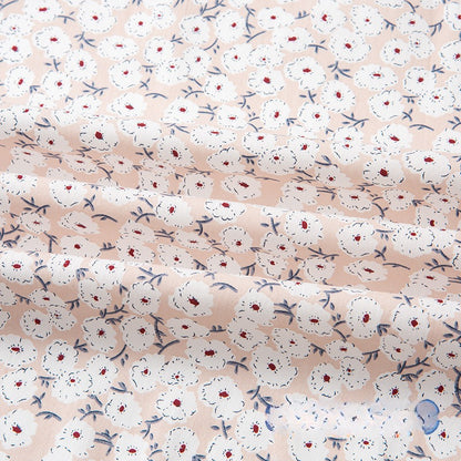 Cotton Poplin Fabric, Floral Printed, for Summer Shirts, Dresses & Blouses - Rice Pink Kapok