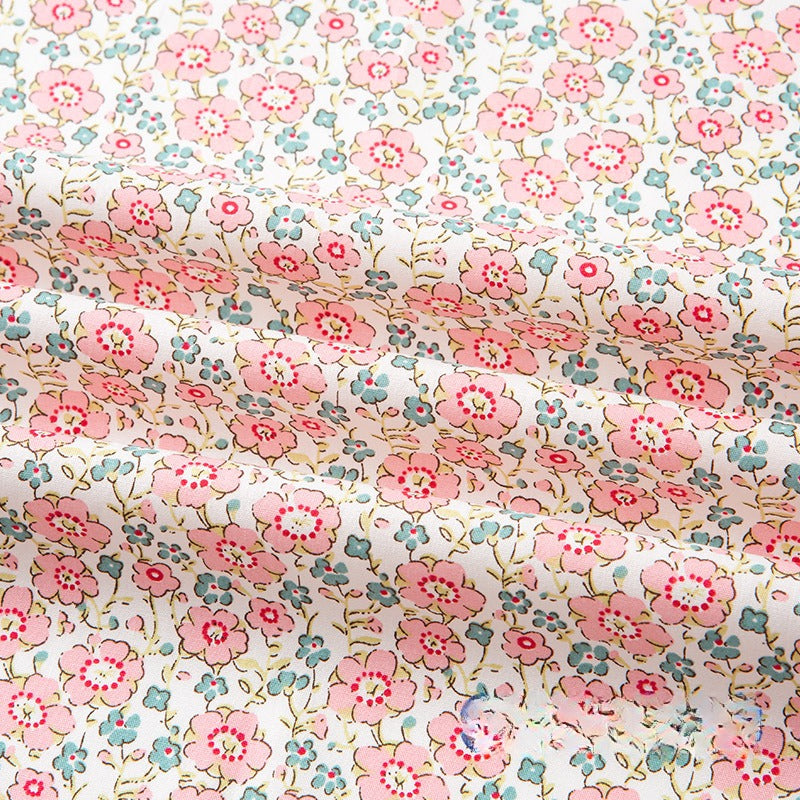 Cotton Poplin Fabric, Floral Printed, for Summer Shirts, Dresses & Blouses - Sweet Floral Pink