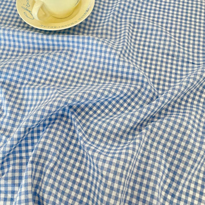 Cotton Gingham Check Fabric, for Shirts & Cushions - Small Blue Check