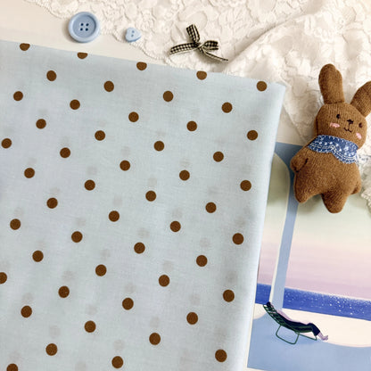 Cotton Print Fabric, Fresh Polka Dots, for Homewear, Scrunchies & Dollwear - Blue Coffee Dot