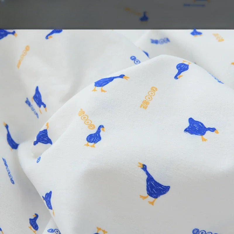 Brushed Cotton Flannel Fabric, Kids Prints, for Kids' Wear, Pajamas & DIY - Yellow Blue Duck