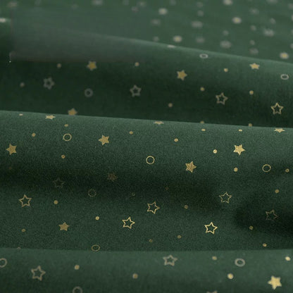 Brushed Cotton Flannel Fabric, Kids Prints, for Kids' Wear, Pajamas & DIY - Orange Deep Green Star