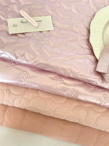 Quilted Padded Fabric, Heart & Bow for Apparel, 51 in Wide