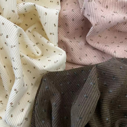 Cotton Corduroy Wildflower Fabric, for Shirts & Skirts