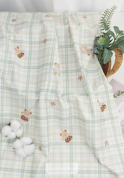 Class A Baby Cotton Fabric, Adorable Prints, for Babywear, Quilts & Bedding - Sweet Check Cub