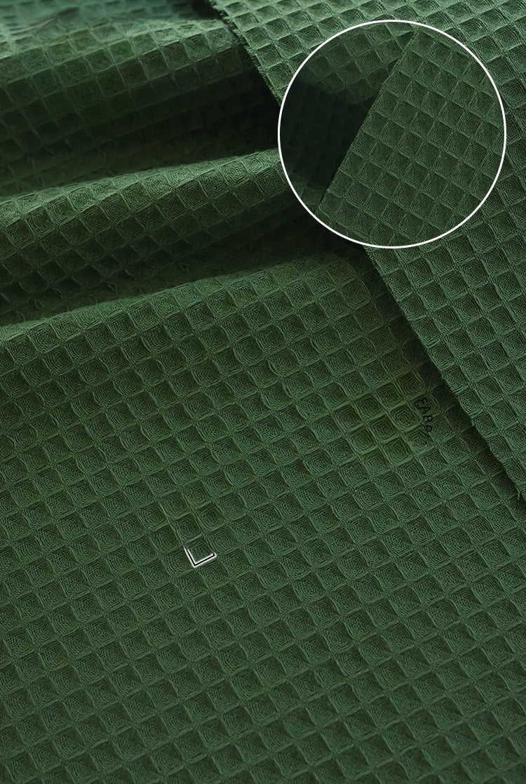 Cotton Waffle Fabric, Pure Solid, for Bathrobes, Pajamas & Home Textiles - Vibrant Green