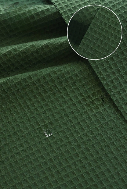Cotton Waffle Fabric, Pure Solid, for Bathrobes, Pajamas & Home Textiles - Vibrant Green