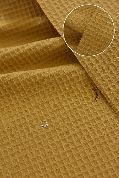 Cotton Waffle Fabric, Pure Solid, for Bathrobes, Pajamas & Home Textiles - Turmeric