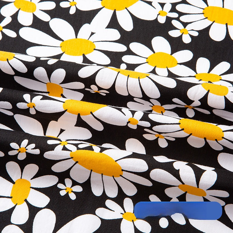 Cotton Poplin Fabric, Floral Printed, for Summer Shirts, Dresses & Blouses - Poplin Daisy