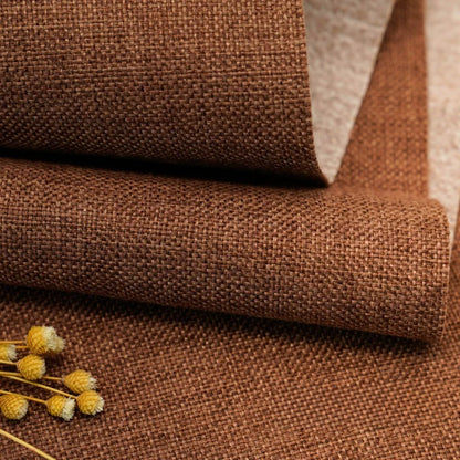 Cotton Linen Fabric, Heavy Plain Weave, for Sofa Covers, Tablecloths & Cushions - Brown