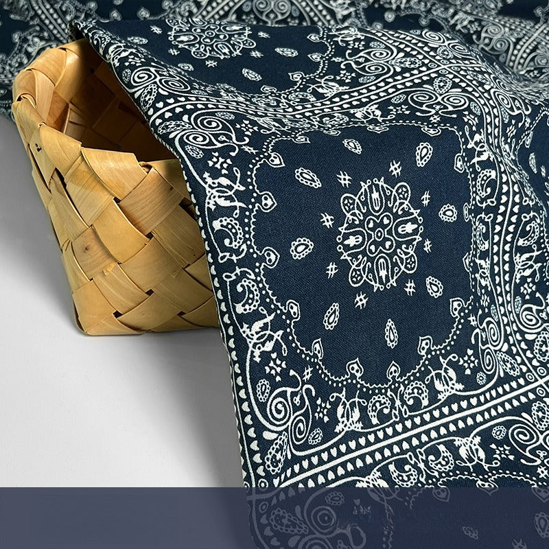 Cotton Linen Fabric, Ethnic Paisley Print, for Tablecloths, Curtains & Bags - Mystic Garden