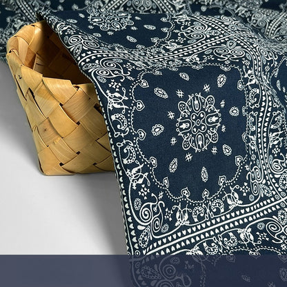Cotton Linen Fabric, Ethnic Paisley Print, for Tablecloths, Curtains & Bags - Mystic Garden