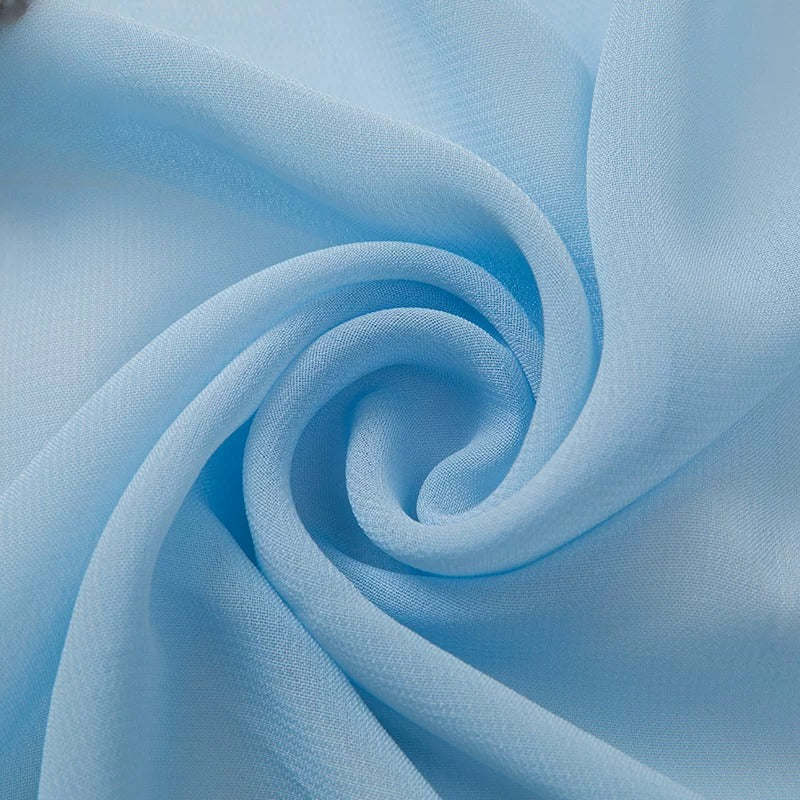 Chiffon Fabric, Semi-Sheer Solid, for Dresses, Blouses & Linings - Light Blue