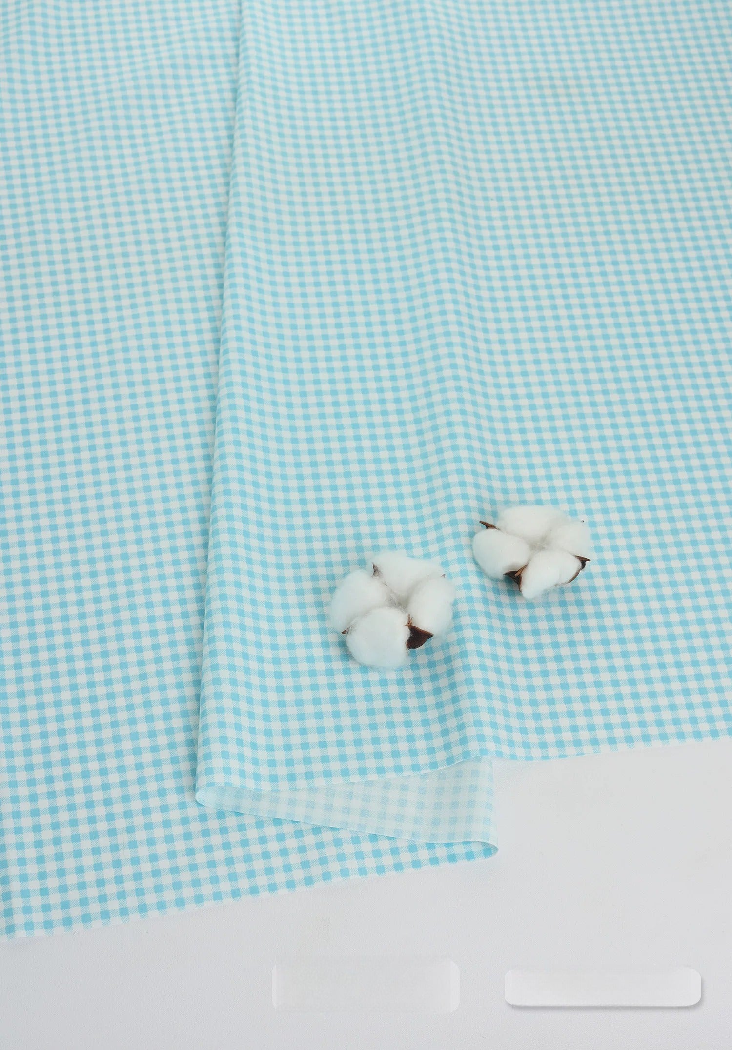 Cotton Fabric, Plaid Stripe & Polka Prints, for Bedding, Tablecloths & Garments - Aqua Plaid