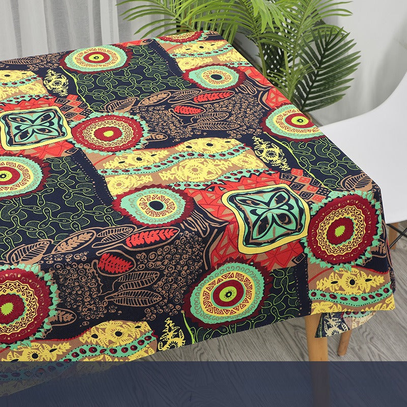 Cotton Linen Fabric, Ethnic Paisley Print, for Tablecloths, Curtains & Bags - Silk Road Flower