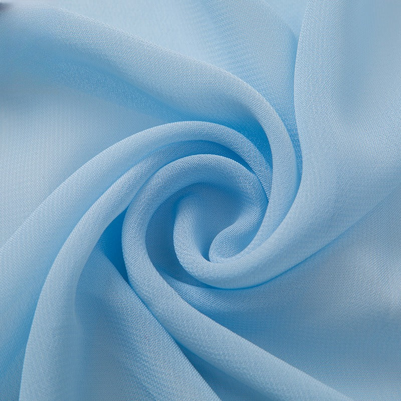 Opaque Chiffon Fabric, Solid, for Hanfu Linings, Dresses & Blouses - Light Blue